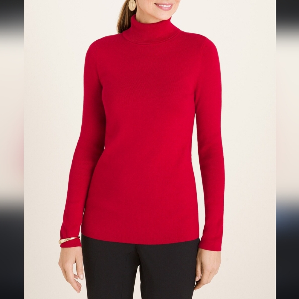 Chico's red turtleneck pullover sweater sz 1P (MP)